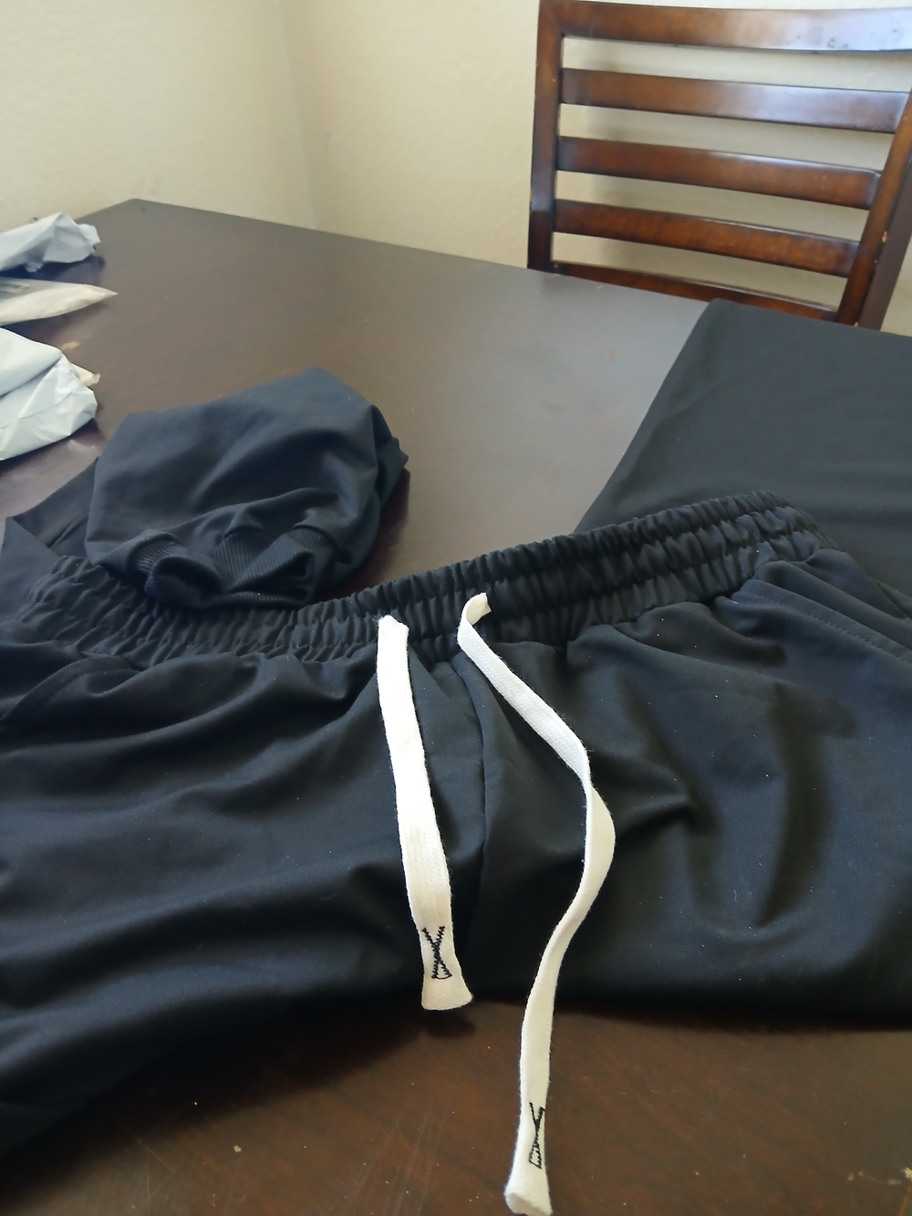 Women’s Black Drawstring Joggers with White Accent